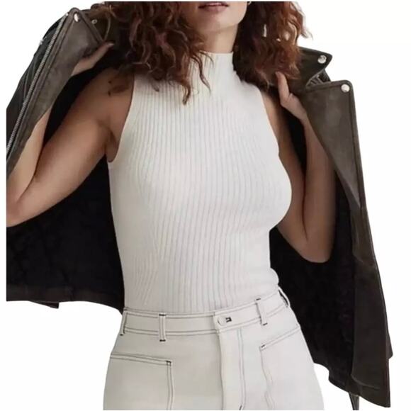 Madewell Pearson‎ Mockneck Sweater Tank White XXS NWT - Picture 1 of 7